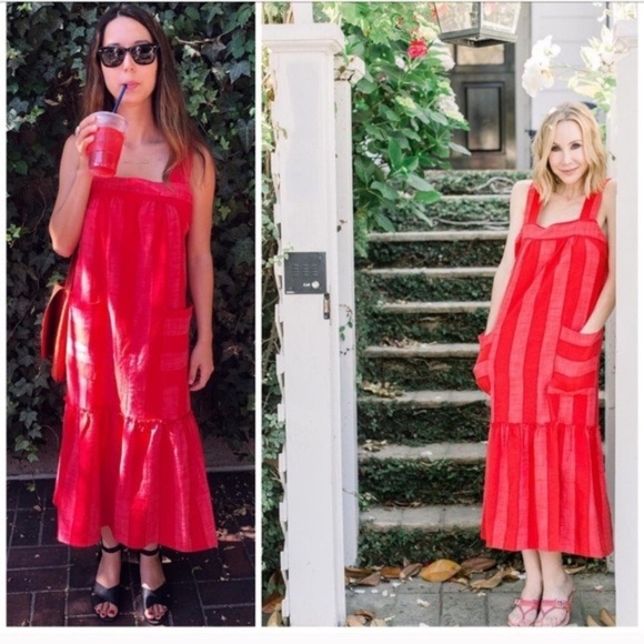 NEW Anthropologie MAEVE Red Tonal Striped Sleeveless Deep Pocket Dress XL NWT - Picture 9 of 9